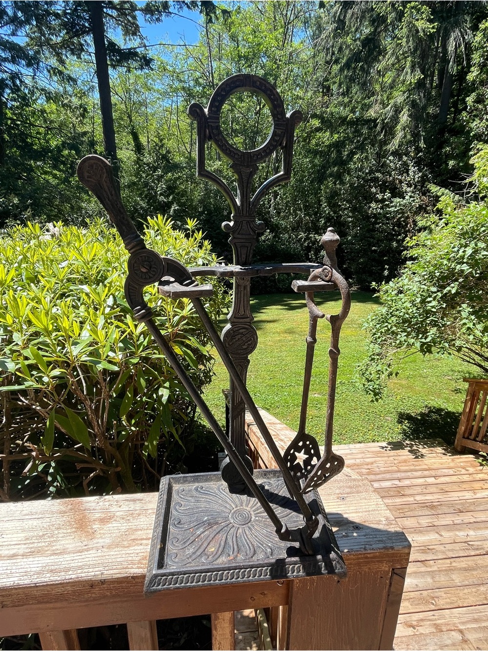 Antique Bradley & Hubbard B&H 9703 Cast Iron Fireplace Tool Set Arts & Crafts